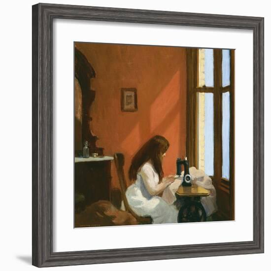 Girl at a Sewing Machine, c.1921-Edward Hopper-Framed Premium Giclee Print