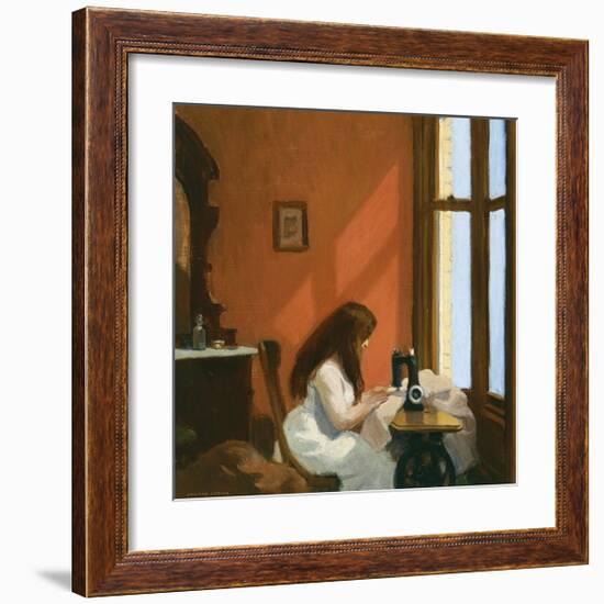 Girl at a Sewing Machine, c.1921-Edward Hopper-Framed Premium Giclee Print