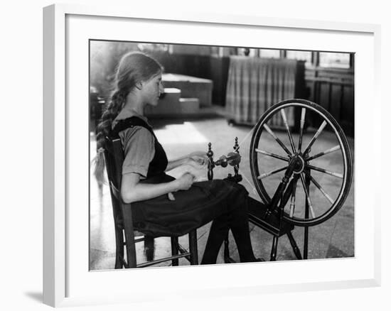 Girl at a Spinning Wheel-null-Framed Photographic Print