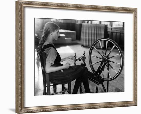 Girl at a Spinning Wheel-null-Framed Photographic Print