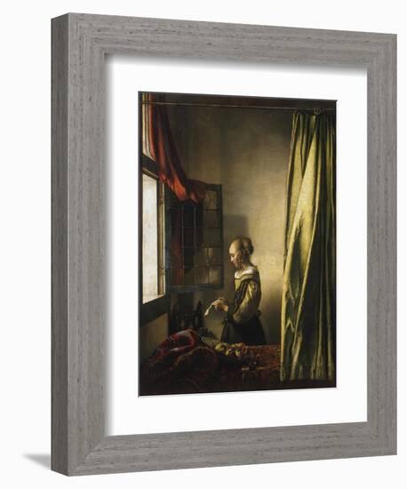 Girl at a Window Reading a Letter, about 1658-Johannes Vermeer-Framed Giclee Print