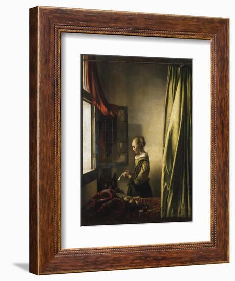 Girl at a Window Reading a Letter, about 1658-Johannes Vermeer-Framed Giclee Print