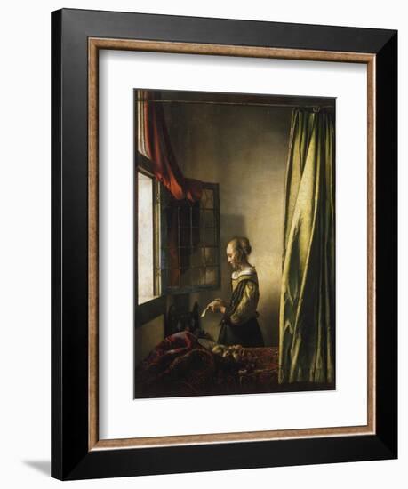 Girl at a Window Reading a Letter, about 1658-Johannes Vermeer-Framed Giclee Print