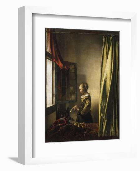 Girl at a Window Reading a Letter, about 1658-Johannes Vermeer-Framed Giclee Print