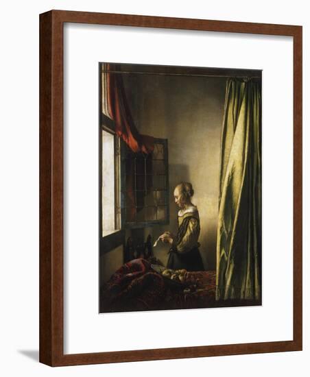 Girl at a Window Reading a Letter, about 1658-Johannes Vermeer-Framed Giclee Print