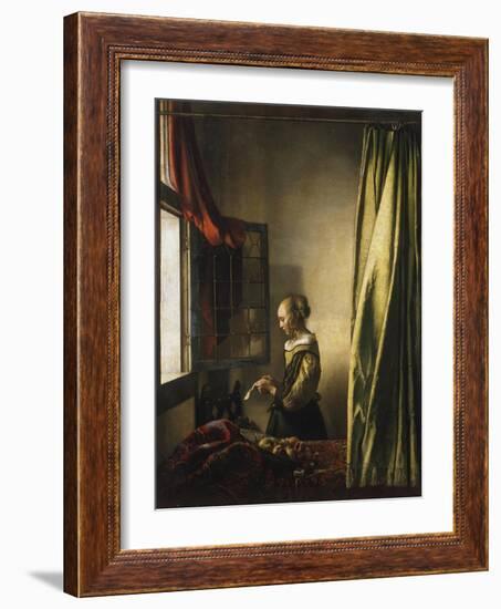 Girl at a Window Reading a Letter, about 1658-Johannes Vermeer-Framed Giclee Print