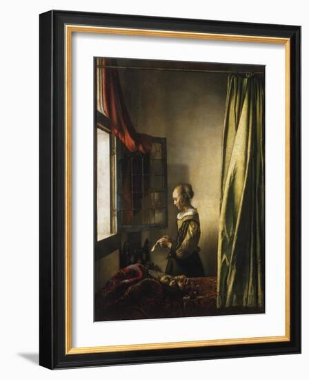 Girl at a Window Reading a Letter, about 1658-Johannes Vermeer-Framed Giclee Print