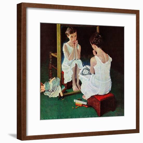 "Girl at the Mirror", March 6,1954-Norman Rockwell-Framed Premium Giclee Print