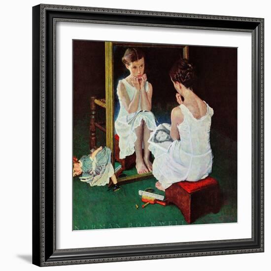 "Girl at the Mirror", March 6,1954-Norman Rockwell-Framed Premium Giclee Print