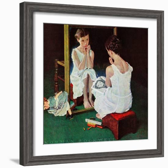 "Girl at the Mirror", March 6,1954-Norman Rockwell-Framed Giclee Print