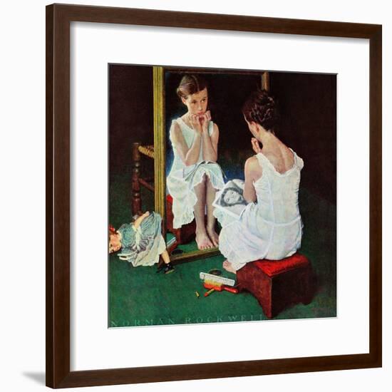 "Girl at the Mirror", March 6,1954-Norman Rockwell-Framed Giclee Print