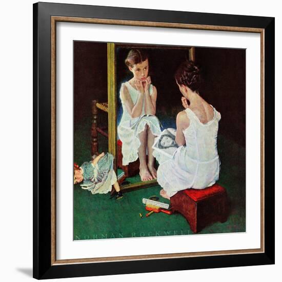 "Girl at the Mirror", March 6,1954-Norman Rockwell-Framed Giclee Print