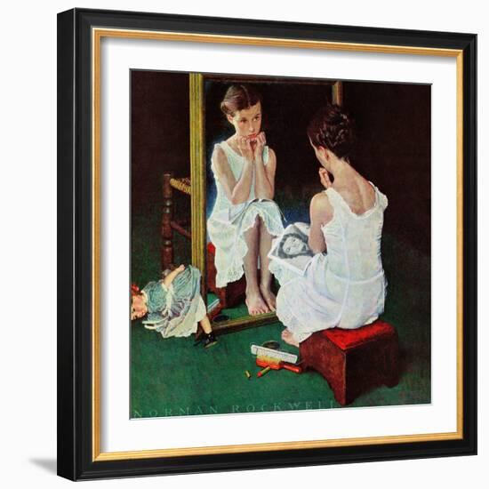 "Girl at the Mirror", March 6,1954-Norman Rockwell-Framed Giclee Print