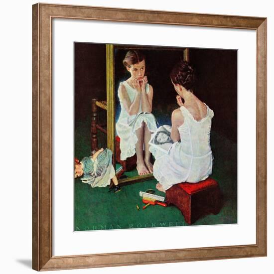 "Girl at the Mirror", March 6,1954-Norman Rockwell-Framed Giclee Print