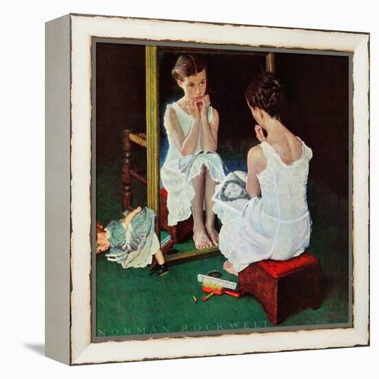 "Girl at the Mirror", March 6,1954-Norman Rockwell-Framed Premier Image Canvas