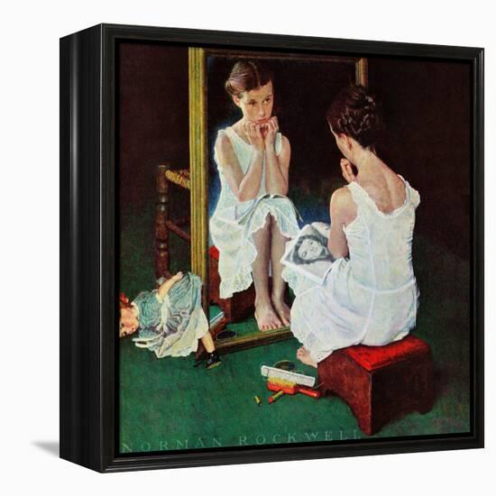 "Girl at the Mirror", March 6,1954-Norman Rockwell-Framed Premier Image Canvas