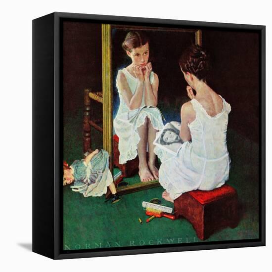 "Girl at the Mirror", March 6,1954-Norman Rockwell-Framed Premier Image Canvas