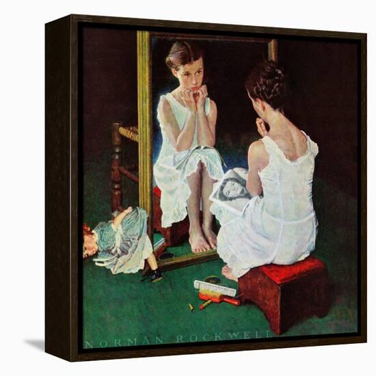 "Girl at the Mirror", March 6,1954-Norman Rockwell-Framed Premier Image Canvas