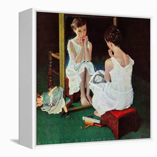 "Girl at the Mirror", March 6,1954-Norman Rockwell-Framed Premier Image Canvas