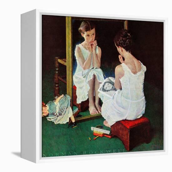 "Girl at the Mirror", March 6,1954-Norman Rockwell-Framed Premier Image Canvas