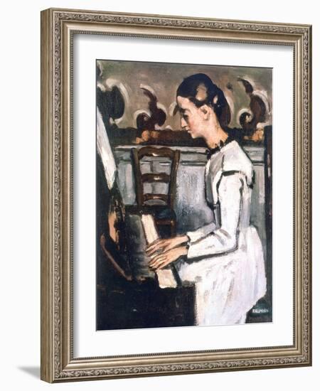 Girl at the Piano, the Overture to Tannhauser, Detail, 1868-Paul Cézanne-Framed Giclee Print