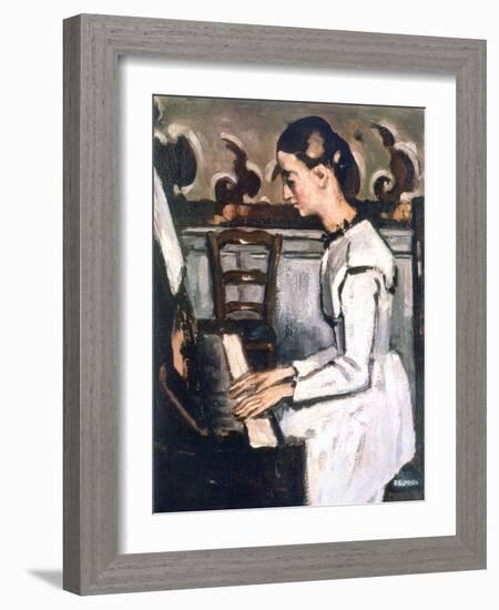 Girl at the Piano, the Overture to Tannhauser, Detail, 1868-Paul Cézanne-Framed Giclee Print