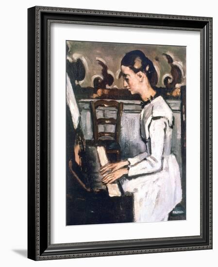 Girl at the Piano, the Overture to Tannhauser, Detail, 1868-Paul Cézanne-Framed Giclee Print