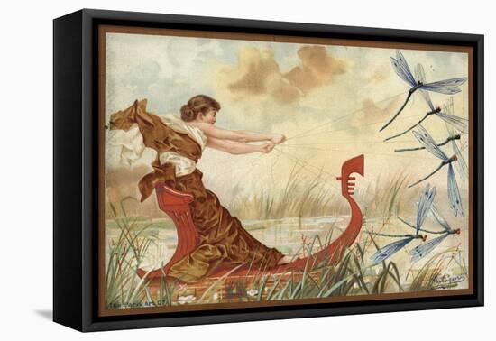 Girl Being Pulled Through the Water by May Flies-null-Framed Premier Image Canvas