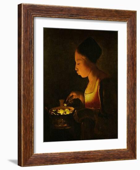 Girl Blowing on a Brazier, circa 1645-Georges de La Tour-Framed Giclee Print