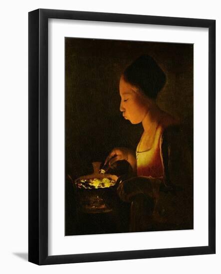 Girl Blowing on a Brazier, circa 1645-Georges de La Tour-Framed Giclee Print