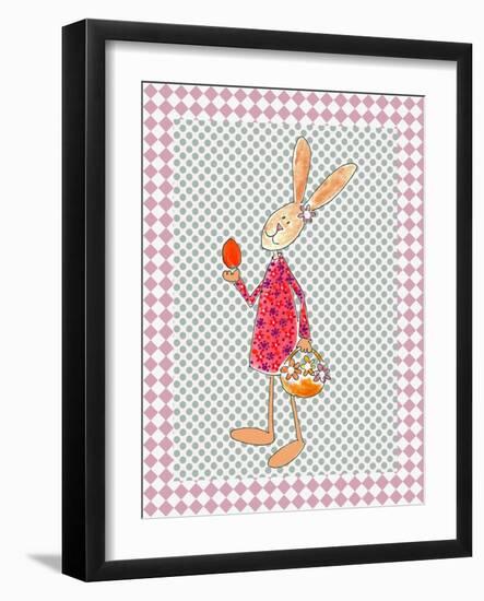 Girl Bunny with Egg and Basket-Effie Zafiropoulou-Framed Giclee Print