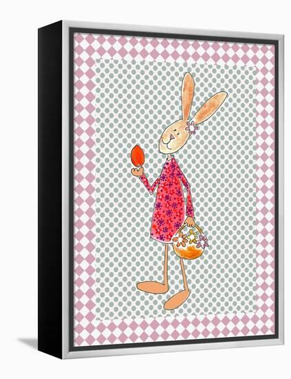 Girl Bunny with Egg and Basket-Effie Zafiropoulou-Framed Premier Image Canvas