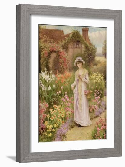 Girl by a Herbaceous Border-William Affleck-Framed Giclee Print