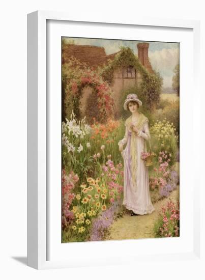 Girl by a Herbaceous Border-William Affleck-Framed Giclee Print