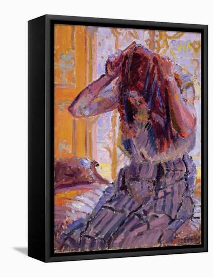 Girl Combing Her Hair-Harold Gilman-Framed Premier Image Canvas