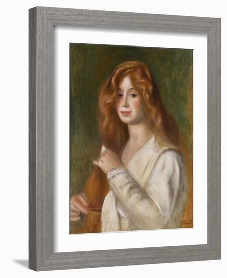 Girl Combing Her Hair-Pierre-Auguste Renoir-Framed Giclee Print