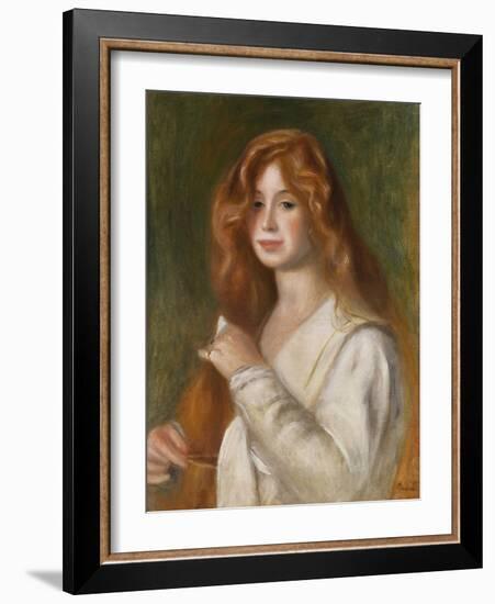 Girl Combing Her Hair-Pierre-Auguste Renoir-Framed Giclee Print