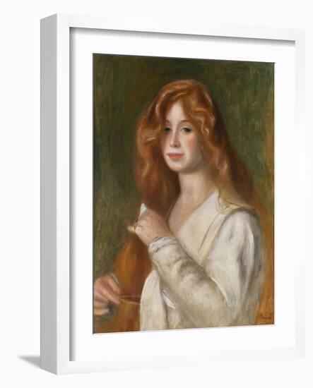 Girl Combing Her Hair-Pierre-Auguste Renoir-Framed Giclee Print