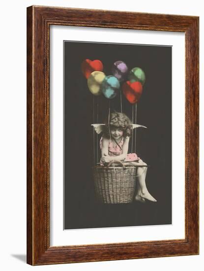 Girl Cupid in Balloon-null-Framed Art Print