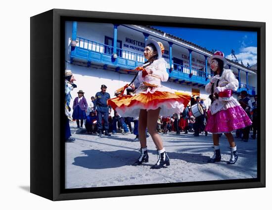 Girl Dancers in Costumes and Masks During Festival Parade, Chinceros, Peru-Jim Zuckerman-Framed Premier Image Canvas