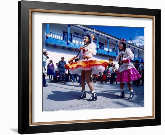 Girl Dancers in Costumes and Masks During Festival Parade, Chinceros, Peru-Jim Zuckerman-Framed Photographic Print