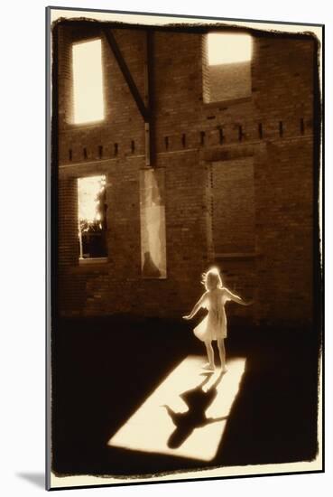Girl dancing in a shaft of light-Theo Westenberger-Mounted Art Print