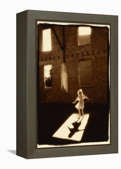 Girl dancing in a shaft of light-Theo Westenberger-Framed Stretched Canvas