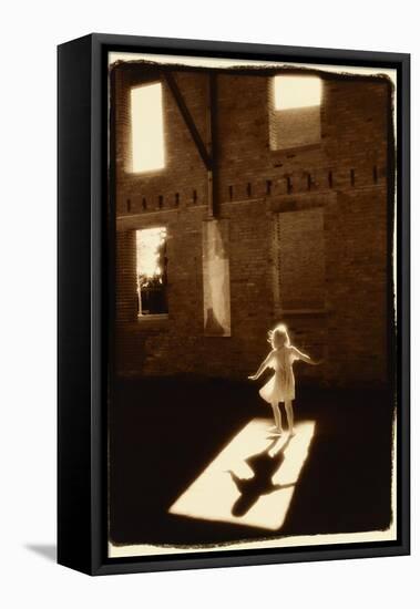 Girl dancing in a shaft of light-Theo Westenberger-Framed Stretched Canvas