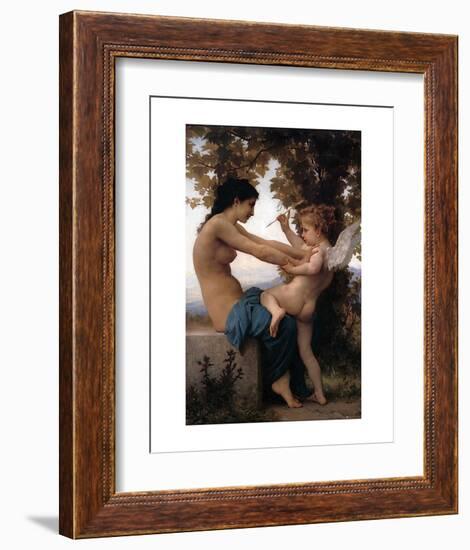 Girl Defending Herself Against Love-William Adolphe Bouguereau-Framed Art Print