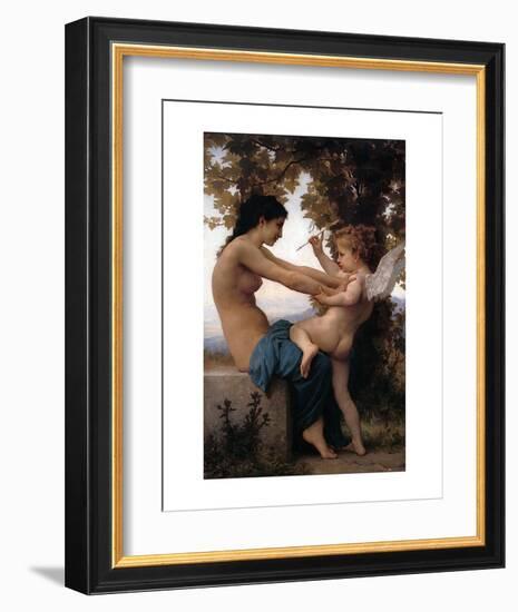 Girl Defending Herself Against Love-William Adolphe Bouguereau-Framed Art Print