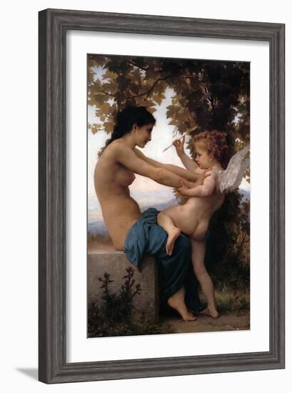 Girl Defending Herself Against Love-William Adolphe Bouguereau-Framed Art Print