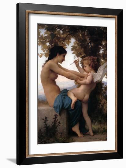 Girl Defending Herself Against Love-William Adolphe Bouguereau-Framed Art Print