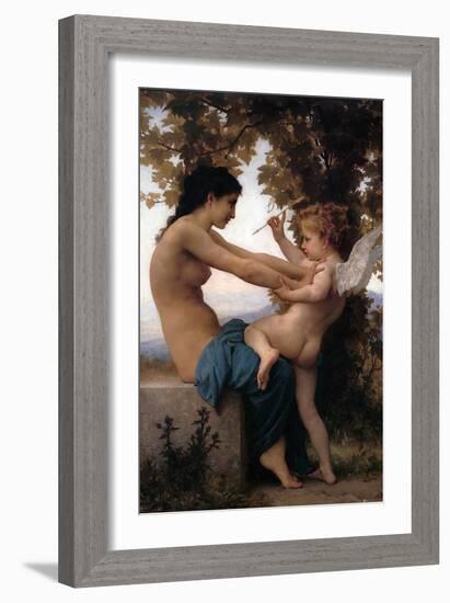 Girl Defending Herself Against Love-William Adolphe Bouguereau-Framed Art Print