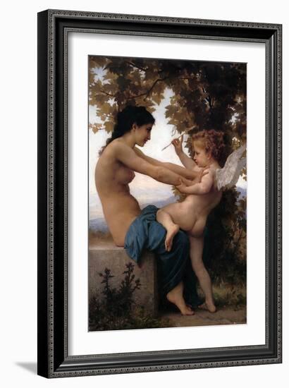 Girl Defending Herself Against Love-William Adolphe Bouguereau-Framed Art Print